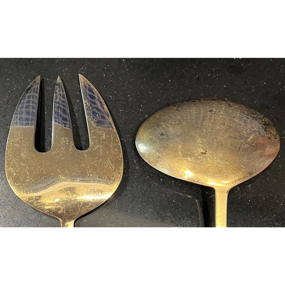 Gold Plated 2-Piece Service Set Cutlery Large Fork and Spoon - Picture 7 of 10